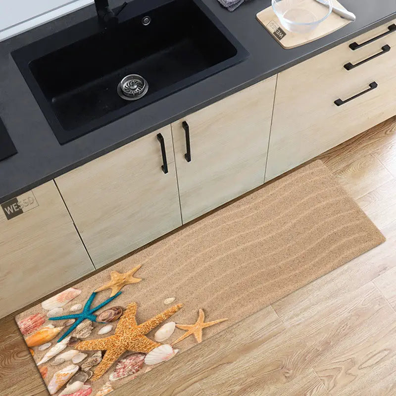 Axyaa Ocean Waves Beach Carpet - 3D Kitchen Bedroom Floor Rug