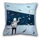 Axyaa Spaceman Astronaut Ocean Blue Pillow Cover for Home D��cor