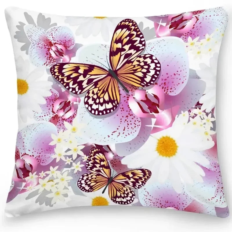 Axyaa Butterfly Flower Cushion Cover - Elegant Home & Office Decor