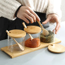 Axyaa Glass Spice Jars Set with Bamboo Lid and Spoon