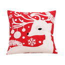 Axyaa Red Canvas Christmas Pillow Cover with Elk & Snowflake Embroidery