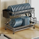 Axyaa 2 Tier Collapsible Bowl Drainers Rack - Metal Foldable Kitchen Storage Holder
