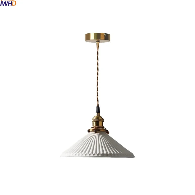 Axyaa White Ceramic LED Pendant Lights: Minimalist Loft Illumination