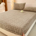 Axyaa Fleece Velvet Fitted Sheet, Thick Mattress Protector, Warm Bed Cover