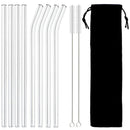 Axyaa Glass Straws Set of 8 - Eco-Friendly Reusable High Borosilicate Glass Drinking Straws