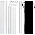 Axyaa Glass Straw Set: Reusable Eco-Friendly High Borosilicate Straws with Brush