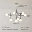 Axyaa Luxury Cream Style Metal Glass Ball Pendant Light for Modern Dining Room