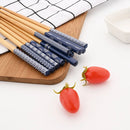 Axyaa Japanese Bamboo Chopsticks Set - 5 Pairs, Food Cat Flower Theme