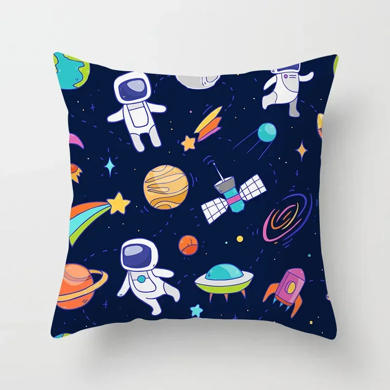 Axyaa Astronaut Theme Polyester Pillowcase Sofa Chair Cover 45x45cm
