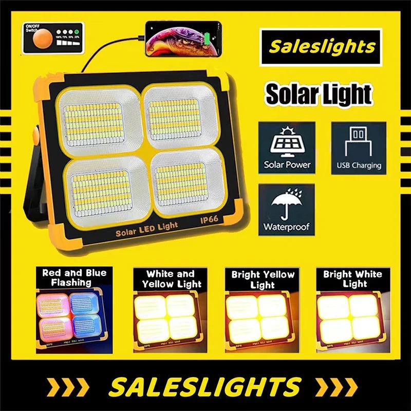 Axyaa Solar Flood Light: Rechargeable LED Spotlight Projector for Outdoor Construction