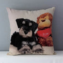 Axyaa Schnauzer Decorative Cushion Cover 45x45cm Cozy Couch Pillow Square Bed Linen Fabric