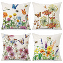 Colorful Flowers & Insects Pillow Covers by Axyaa - Sofa Bedroom Car Cushion Cover