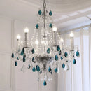 Axyaa French Blue Crystal Chandelier: Luxury Glass E14 Pendant Light, Romantic Living Room Decor