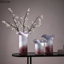 Axyaa Lotus Leaf Edge Glass Vase for Table Decoration and Floral Arrangement