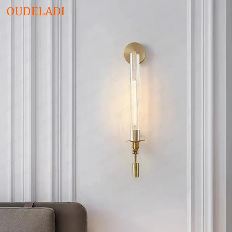 Axya Gold Tube Wall Sconce Retro Nordic Lighting