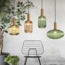 Axyaa Vintage Lantern Chandelier Striped Glass Pendant Lamp for Dining Room