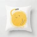 Yellow Geometric Polyester Cushion Cover by Axyaa - Modern Black Letter Pillow Cover