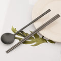 Axyaa Stainless Steel Dinnerware Set: Sushi Chopsticks, Soup Spoon, Flatware - Matte Finish