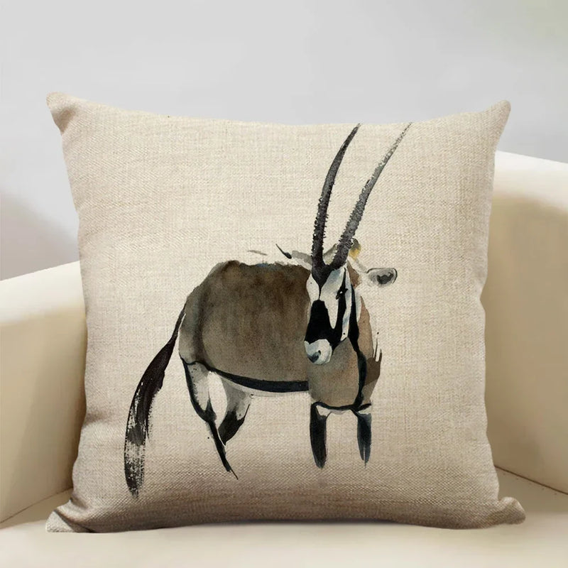 Axyaa Animal Horse Chicken Lizard Cow Antelope Pillow Case