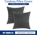 Axyaa Striped Corduroy Pillow Cover 18x18 Inch Soft Luxury Cushion