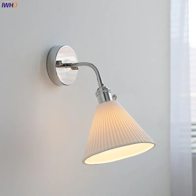 Axyaa Silver Ceramic Wall Sconce LED Lamp for Bedroom and Living Room