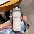 Axyaa Stainless Steel Vacuum Flask with Straw and Portable Strap