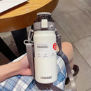 Axyaa Stainless Steel Vacuum Flask with Straw and Portable Strap