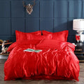 Axyaa Silk-Like Satin Hotel Duvet Cover Set - Queen Size Luxe Comforter Bedding