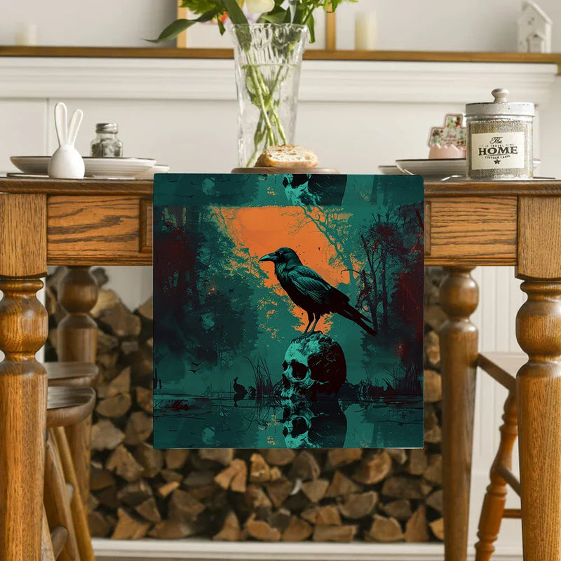 Skeleton Silhouettes Table Runner by Axyaa: Elegant Home & Party Decoration