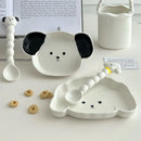 Axyaa Cute Korean Cartoon Ceramic Plates Spoon Set Kitchen Tableware