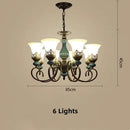 Axyaa Classic Ceramic Chandelier with Metal Iron Arm and Glass Lampshade