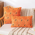 Axyaa Halloween Pumpkin Plush Pillowcase: Simple & Embroidered Cojines Cover