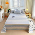 Axyaa Green Check Raw Cotton Double Bed Sheets Set Queen/King Flat Top Full Cover