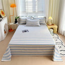 Axyaa Green Check Raw Cotton Double Bed Sheets Set Queen/King Flat Top Full Cover