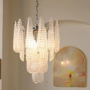 Axyaa Glass Chandeliers Chrome Metal Pendant Lights for Trendy Living Room Decor