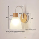 Axyaa Wood Base Glass Wall Lamp Sconce Modern LED Light Fixture