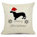 Axyaa Christmas Sausage Style Cushion Cover | Festive Dog Decorative Pillow Cover 45x45cm