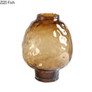 Axyaa Big Belly Relief Glass Vase for Stylish Hydroponics Plant Display