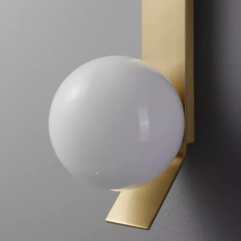 Axyaa Glass Ball Nordic Wall Lamp: Modern, Minimalist, All Copper for Living Room, Bedroom