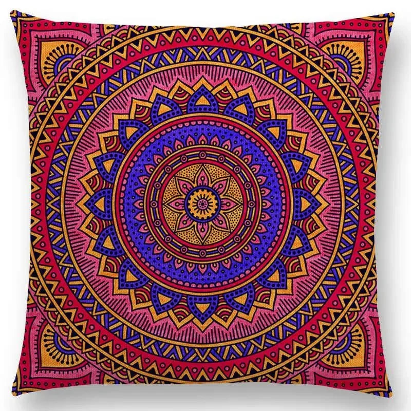 Axyaa Boho Rainbow Mandala Pillow Case Sun Moon Flowers Dream Fantasy Cover