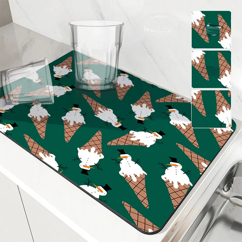 Axyaa Christmas Coaster Set for Absorbent & Anti-Slip Table Protection