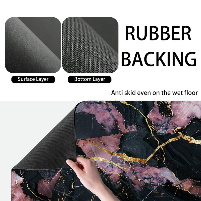 Axyaa Black Marble Kitchen Draining Mat - Absorbent & Anti-slip