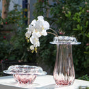 Axyaa Pink Glass Vase Wave Edge Storage Tray Terrarium Hydroponics Home Decor