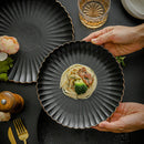 Axyaa Black Frosted Ceramic Steak Plates Set - Western Specialty Tableware