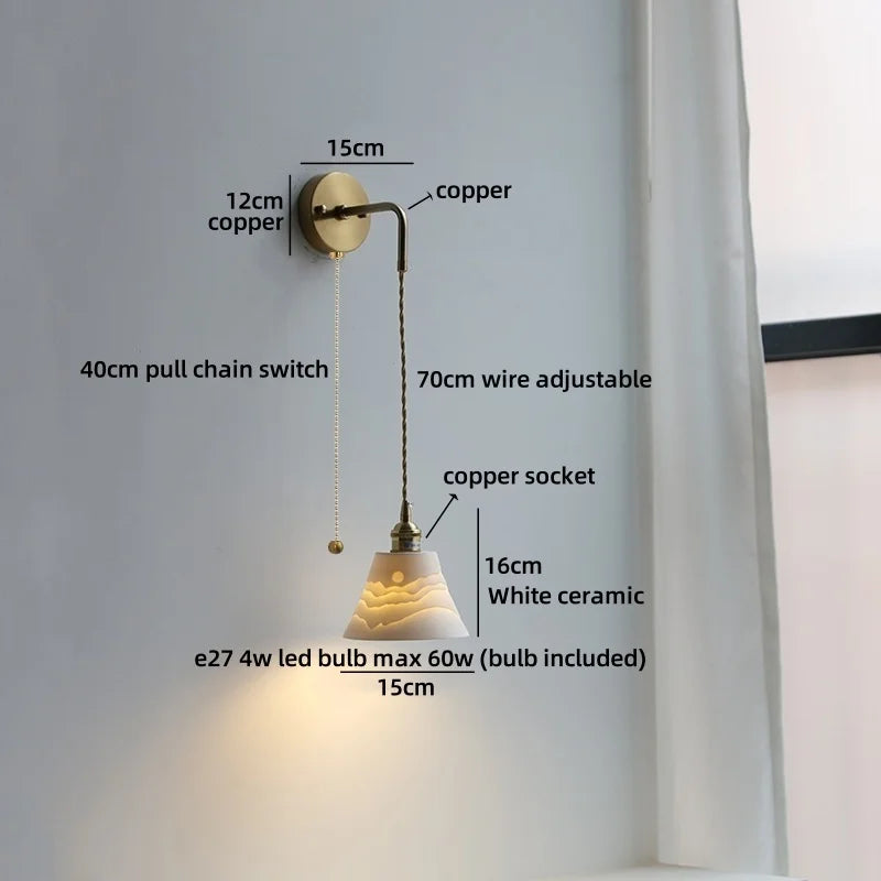 Axyaa Ceramic Shade LED Wall Lamp: Up Down Rotate Stair Lighting Fixture