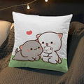 Axyaa Peach Cat Soft Cushion Cover 45x45 for Bed Sofa Home Decor