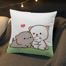 Axyaa Peach Cat Soft Cushion Cover 45x45 for Bed Sofa Home Decor