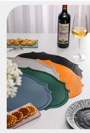 Axyaa Pea Green Faux Leather Placemats - Set of 4/10 Elliptical Table Mats