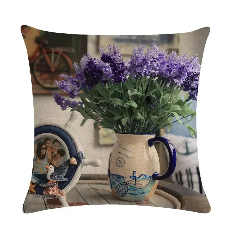 Purple Lavender Floral Pillowcase for Home Decor by Axyaa