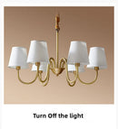 Axyaa American Copper Chandelier with White Fabric Shades for Home Decor